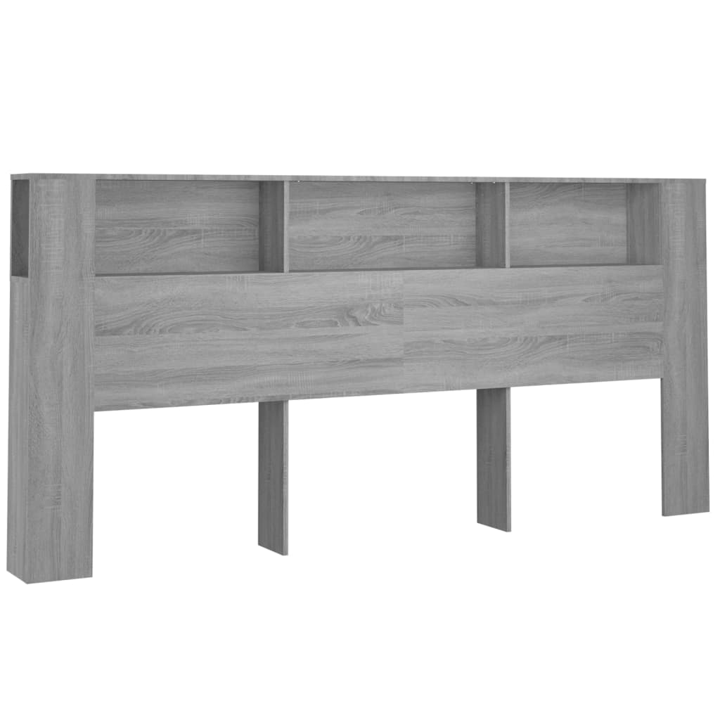 sengegavl med opbevaring 220x18,5x104,5 cm grå sonoma-eg