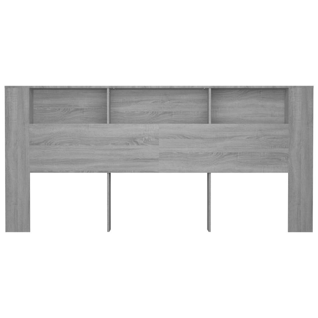 sengegavl med opbevaring 220x18,5x104,5 cm grå sonoma-eg