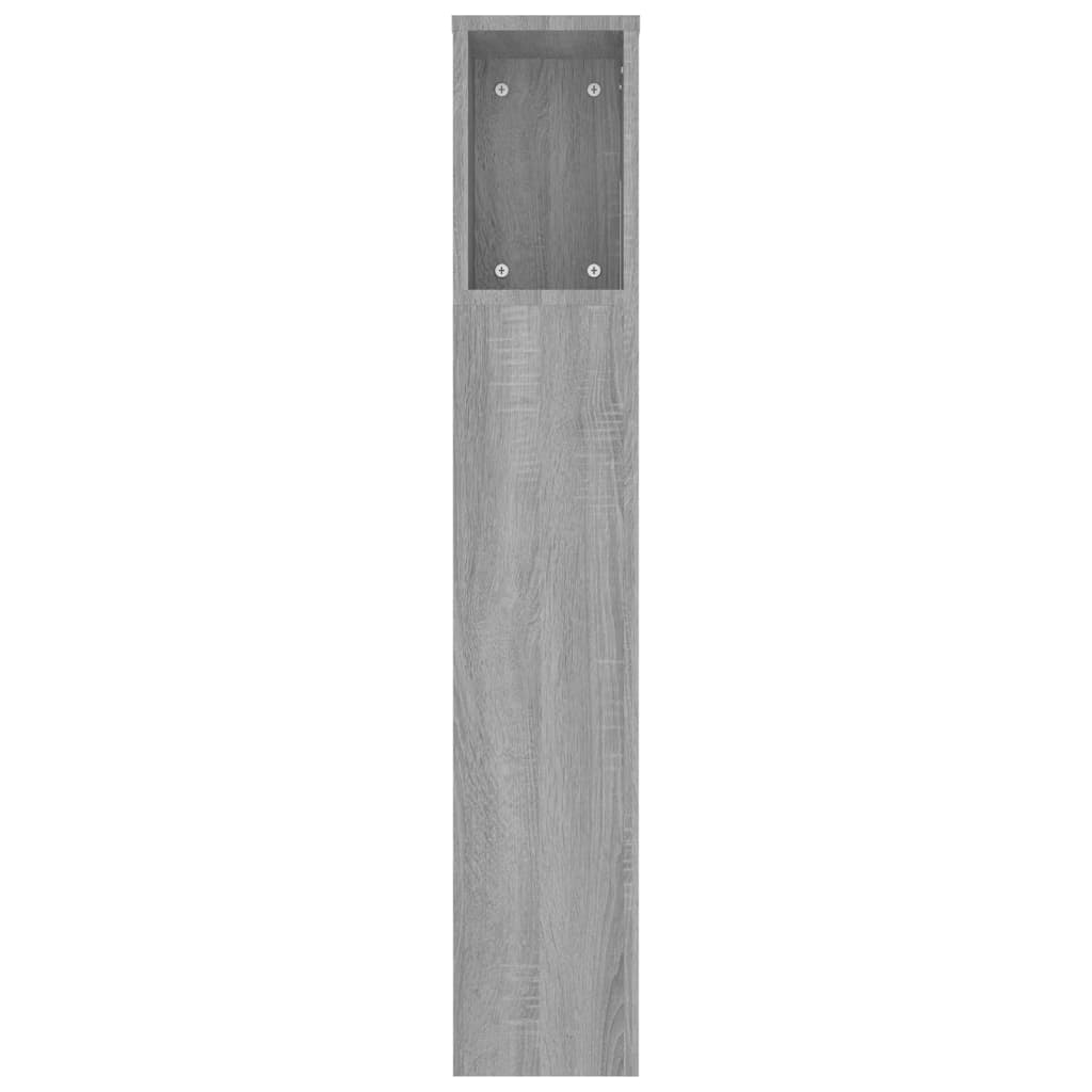 sengegavl med opbevaring 220x18,5x104,5 cm grå sonoma-eg