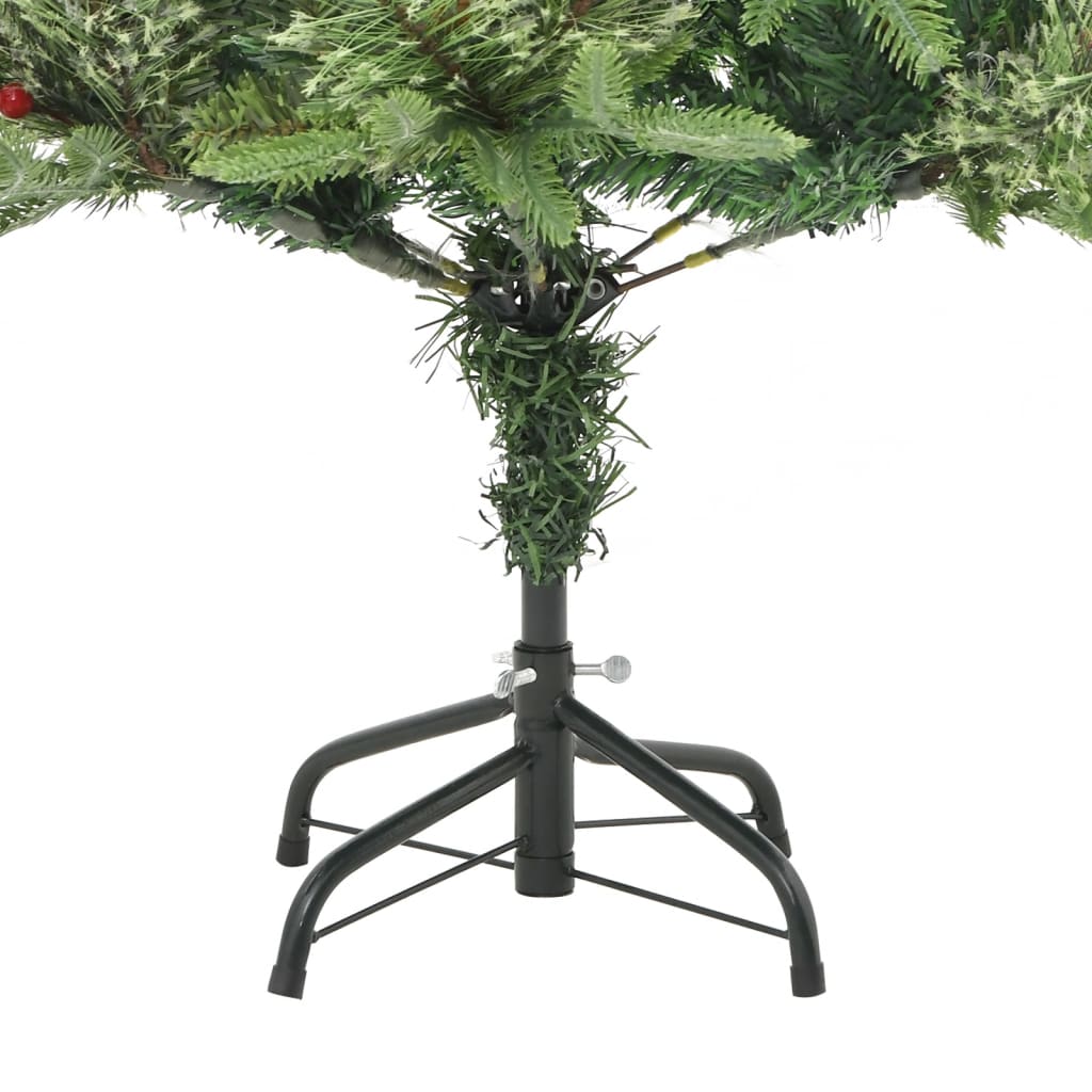 juletræ med grankogler og lys PVC og PE 120 cm grøn