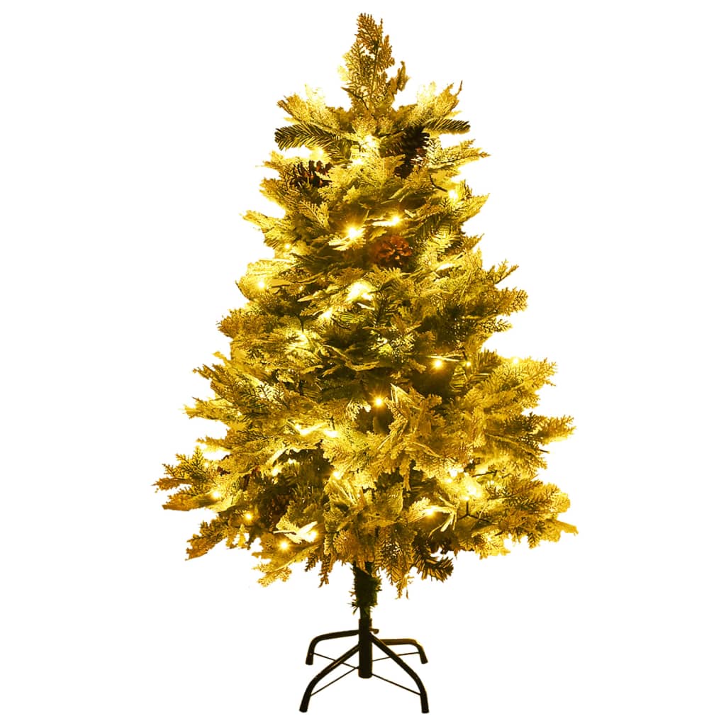 juletræ med grankogler og lys PVC og PE 150 cm grøn