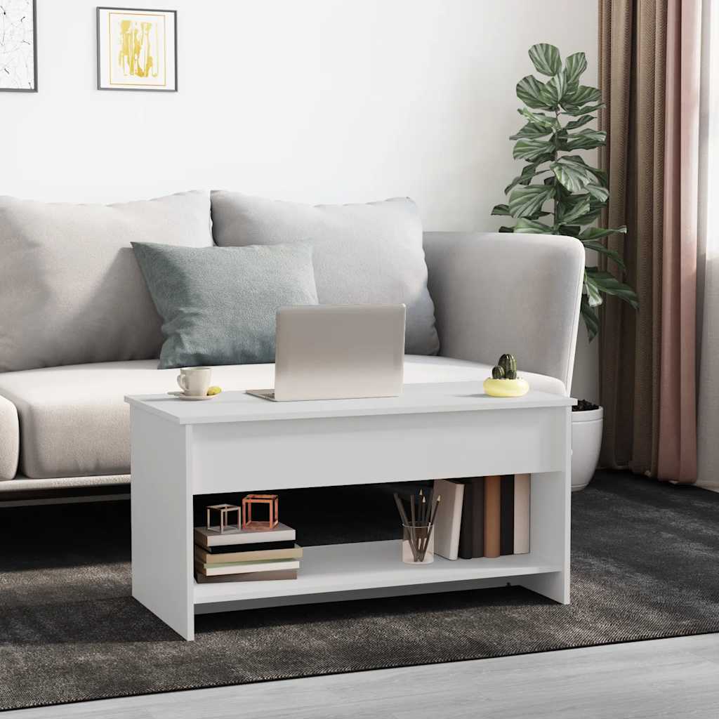 sofabord 102x50x52,5 cm konstrueret træ hvid
