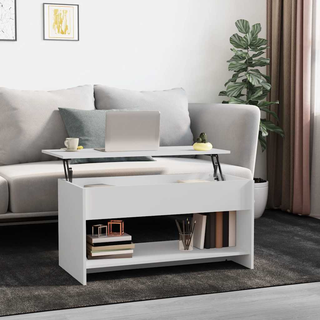 sofabord 102x50x52,5 cm konstrueret træ hvid