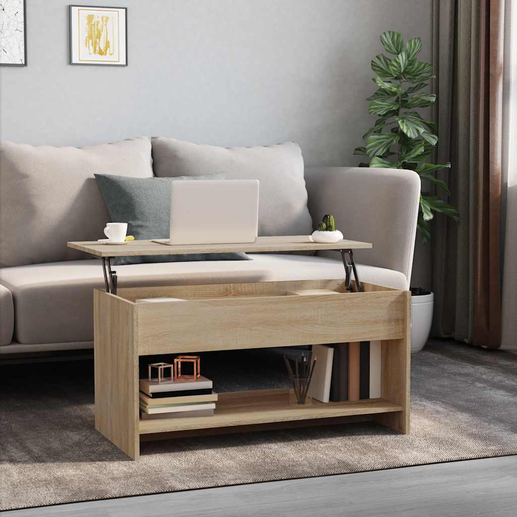 sofabord 102x50x52,5 cm konstrueret træ sonoma-eg