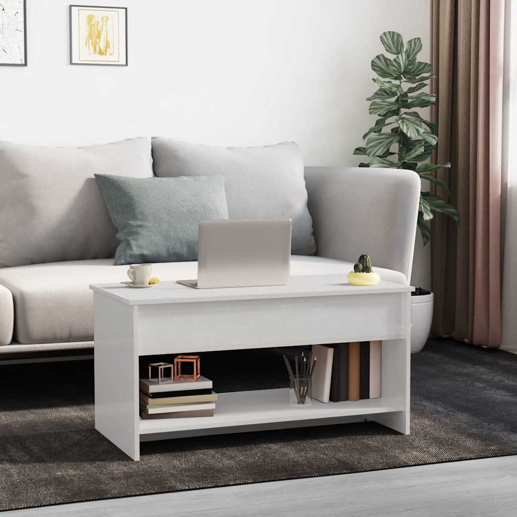 sofabord 102x50x52,5 cm konstrueret træ hvid højglans
