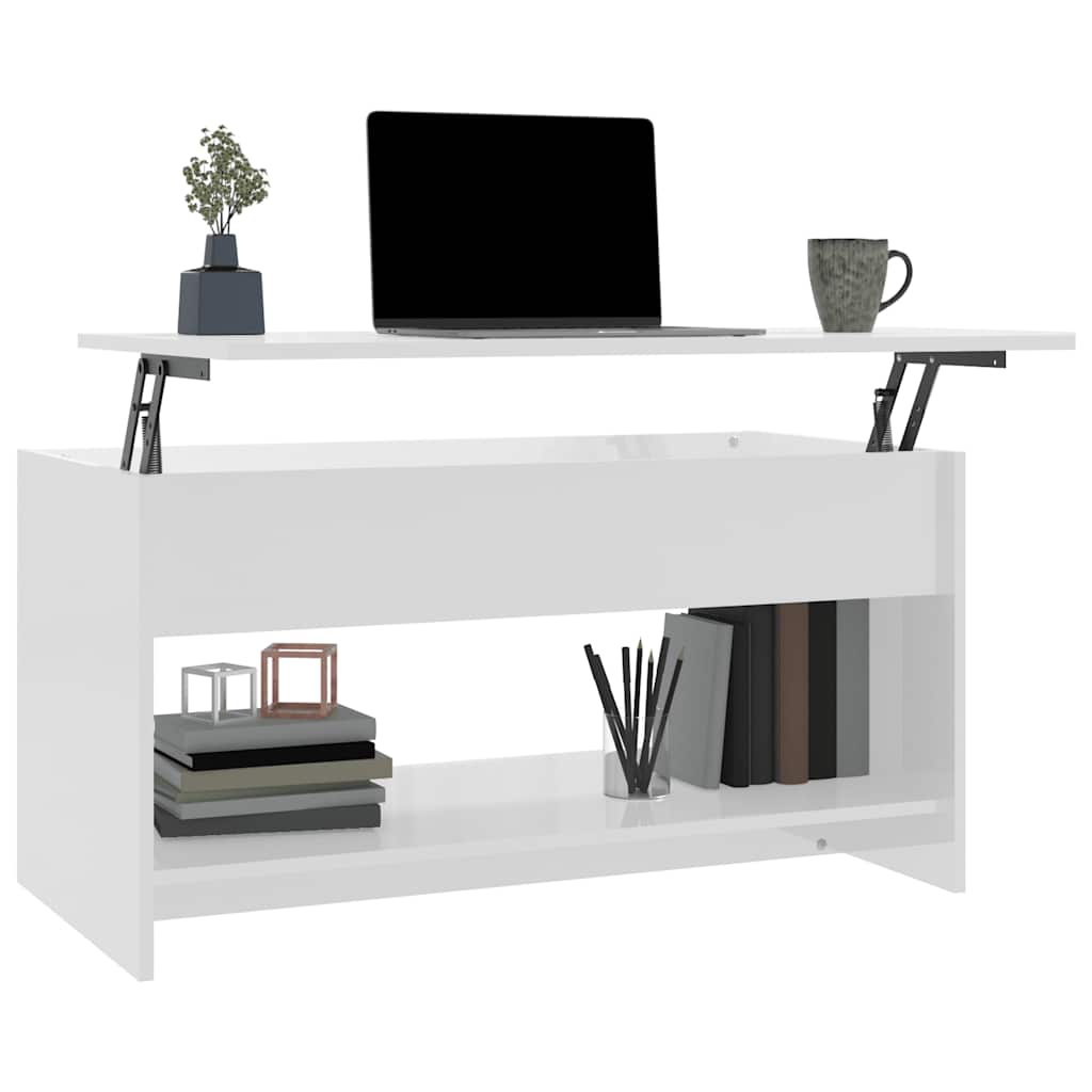 sofabord 102x50x52,5 cm konstrueret træ hvid højglans