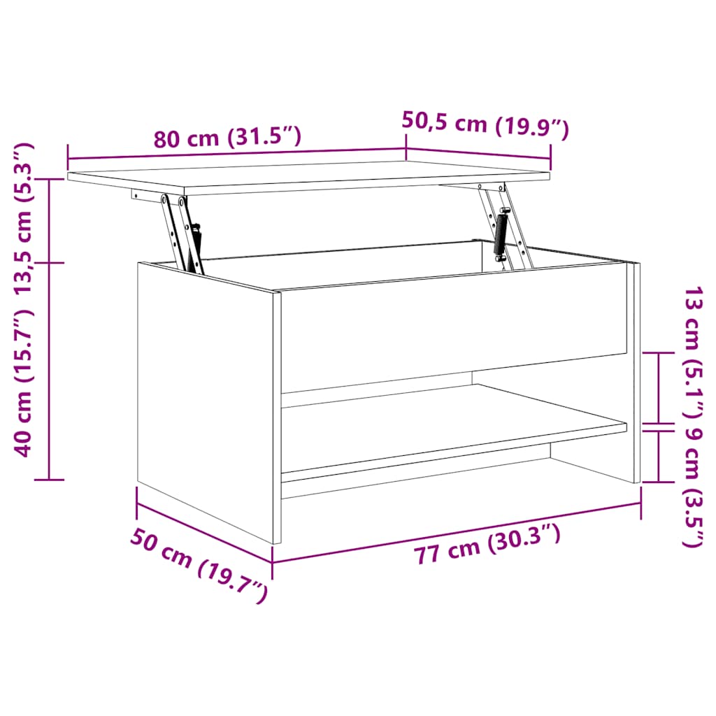 sofabord 80x50x40 cm konstrueret træ sonoma-eg
