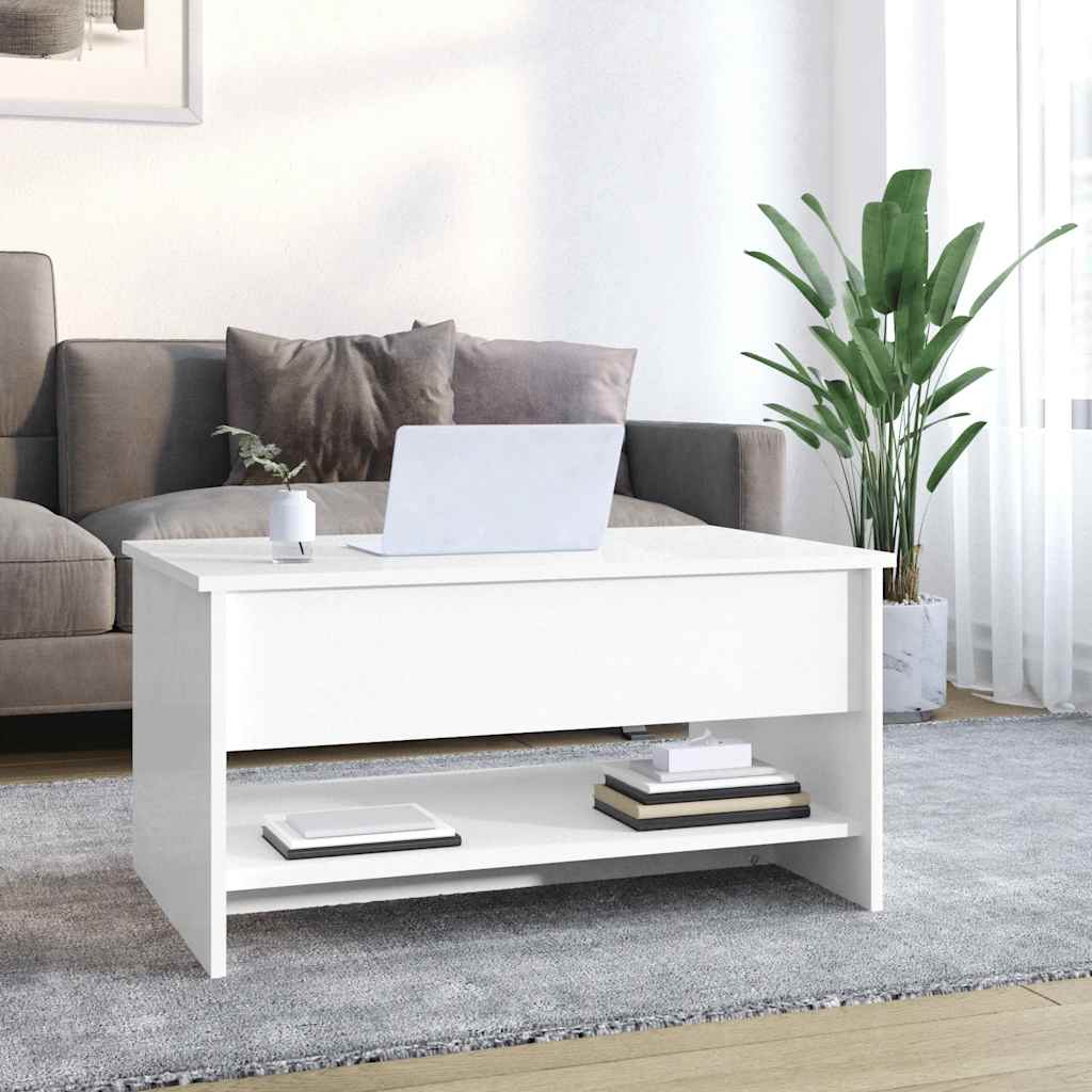 sofabord 80x50x40 cm konstrueret træ hvid højglans
