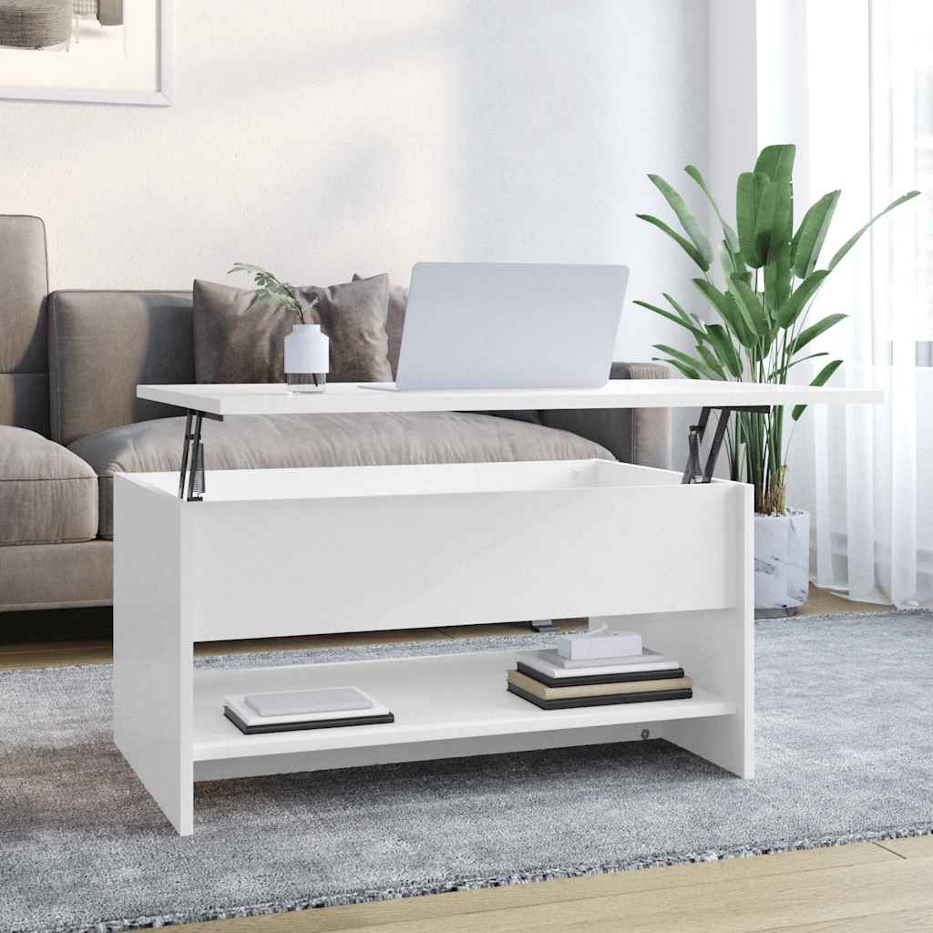 sofabord 80x50x40 cm konstrueret træ hvid højglans