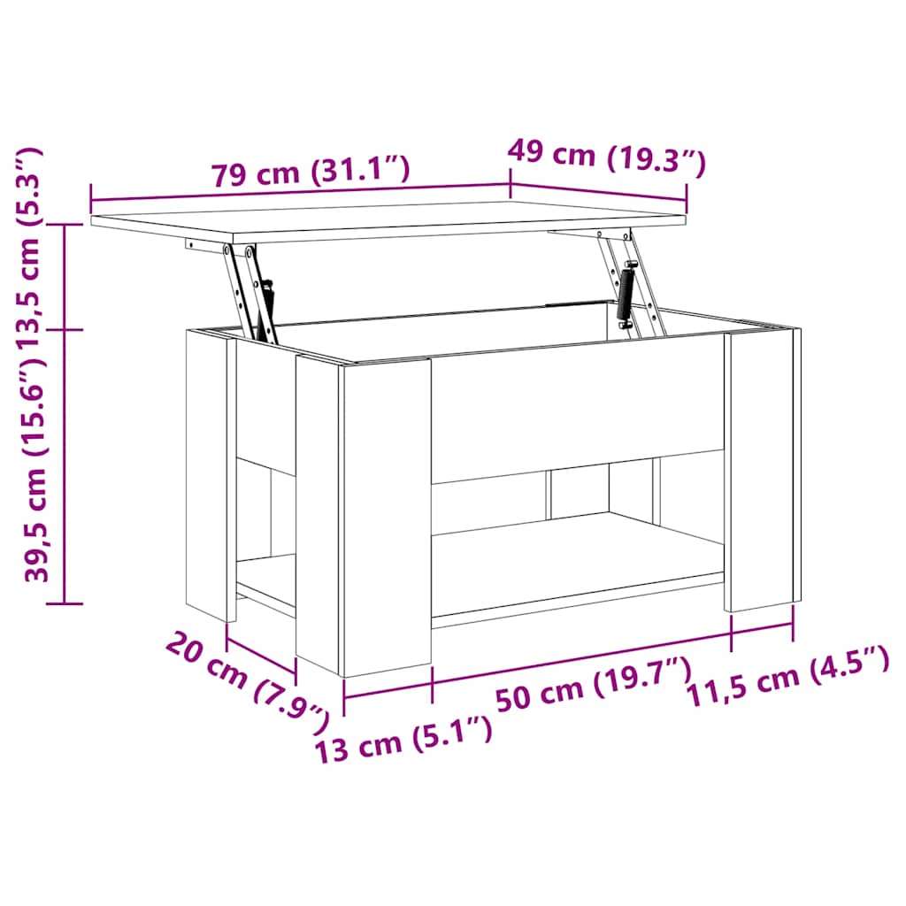 sofabord 79x49x41 cm konstrueret træ hvid højglans