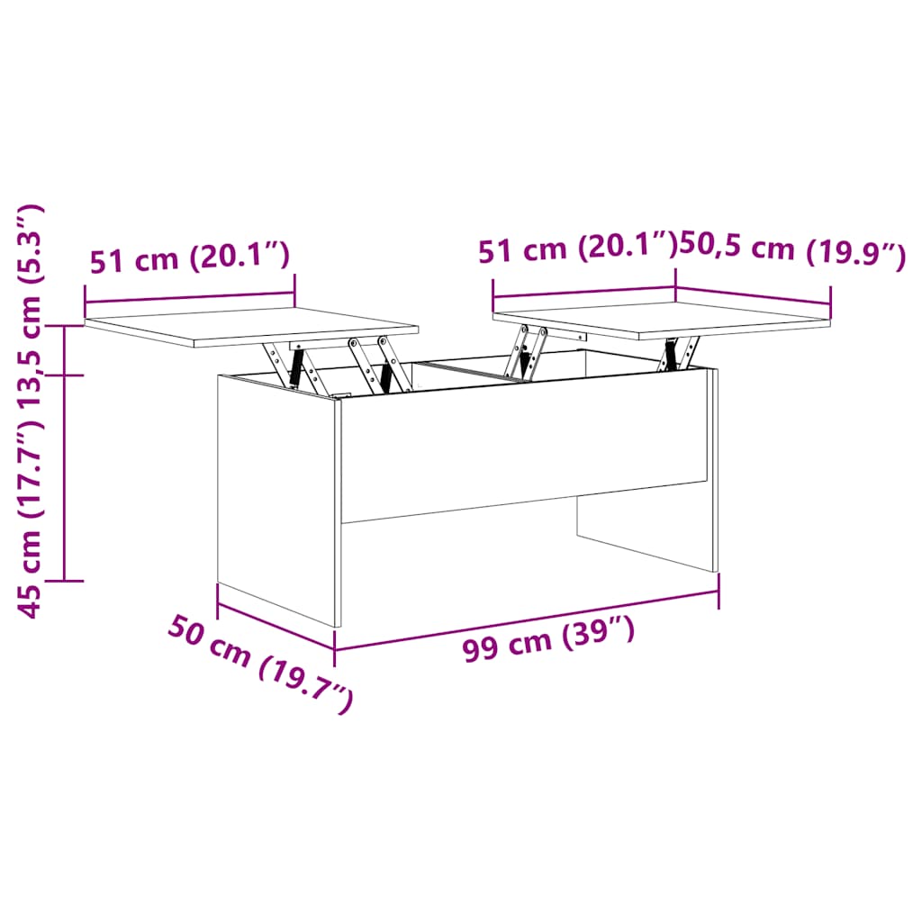 sofabord 102x50,5x46,5 cm konstrueret træ hvid