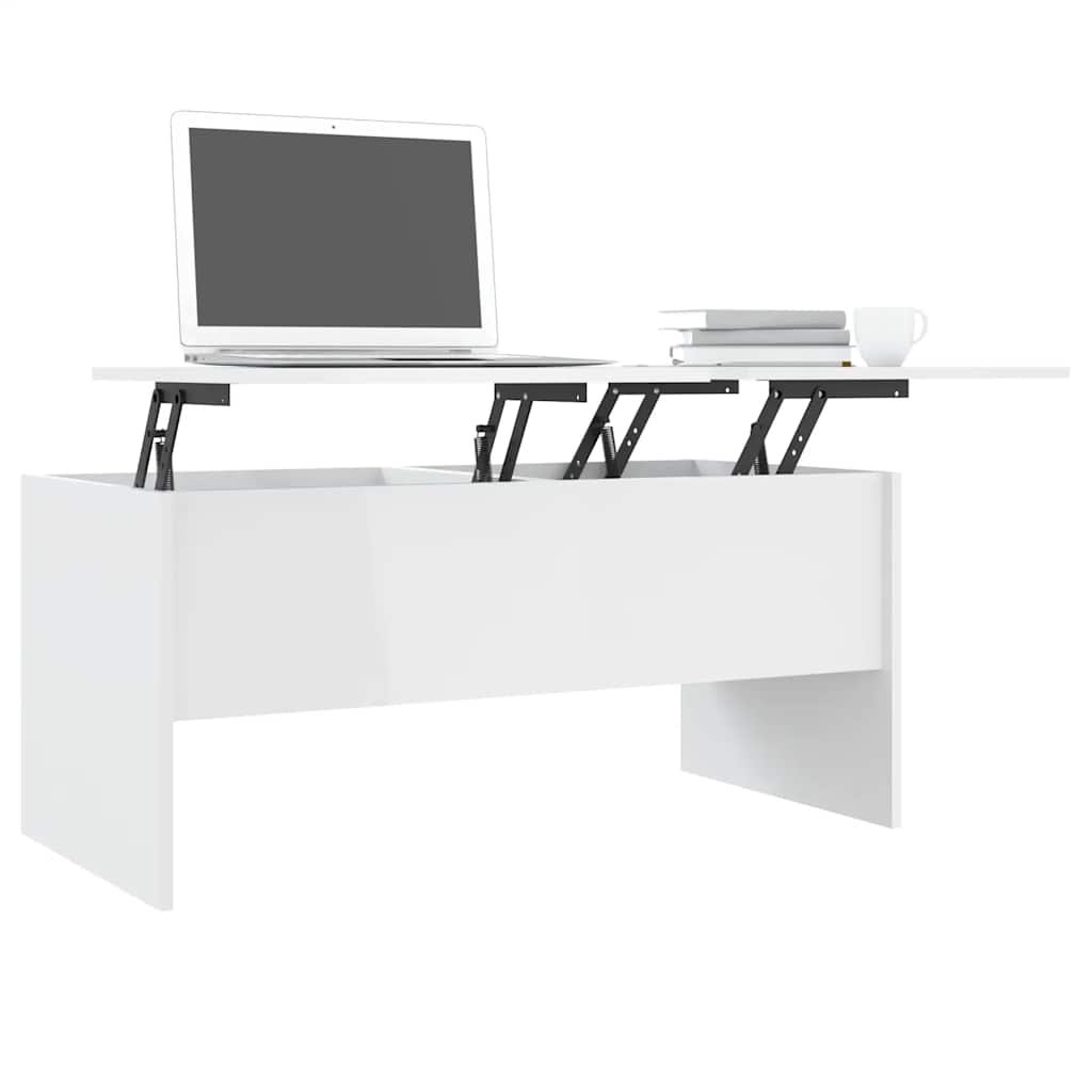sofabord 102x50,5x46,5 cm konstrueret træ hvid højglans