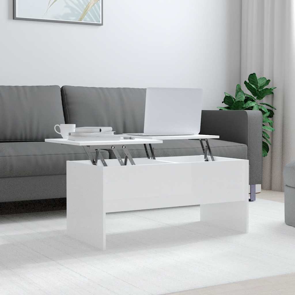 sofabord 102x50,5x46,5 cm konstrueret træ hvid højglans