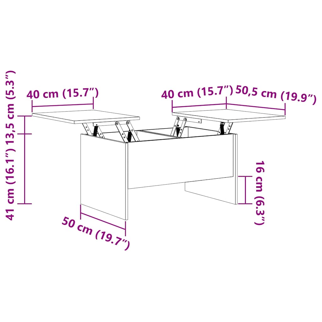 sofabord 80x50x42,5 cm konstrueret træ hvid