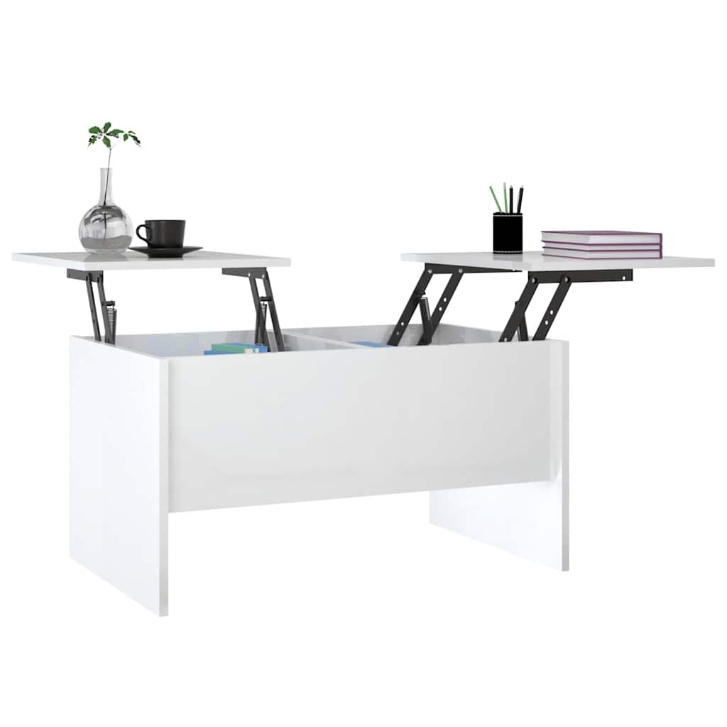 sofabord 80x50x42,5 cm konstrueret træ hvid højglans