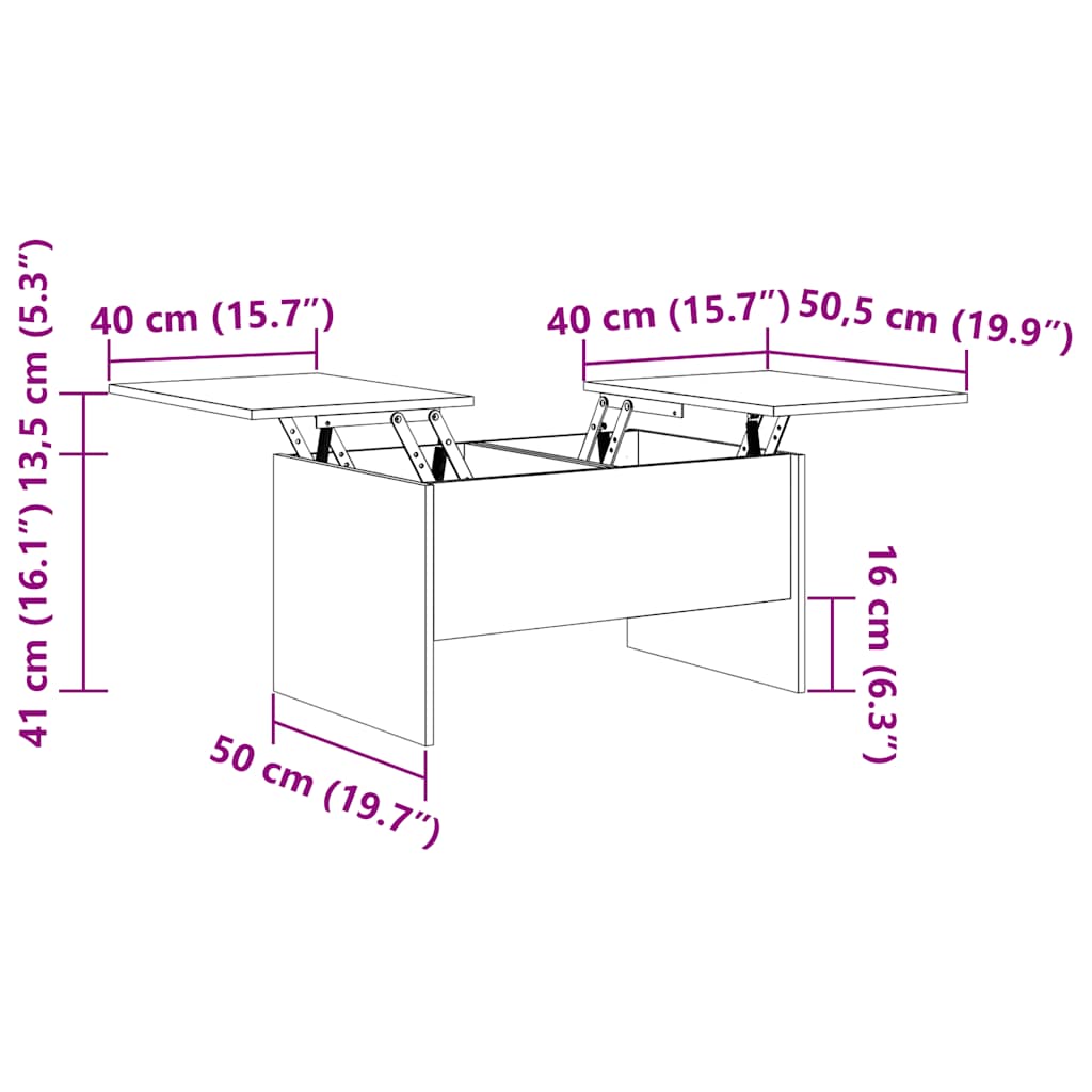 sofabord 80x50x42,5 cm konstrueret træ hvid højglans