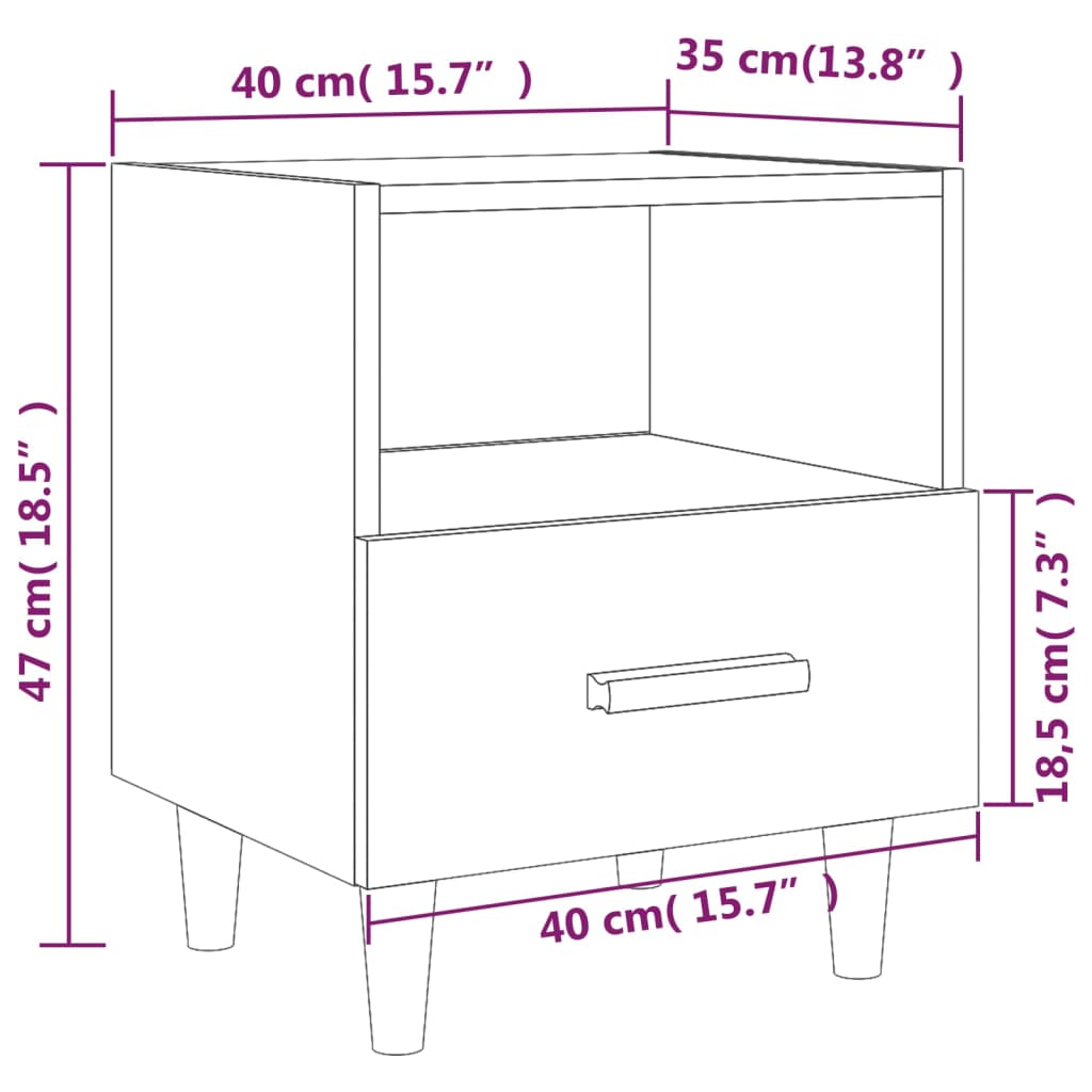 sengebord 40x35x47 cm hvid