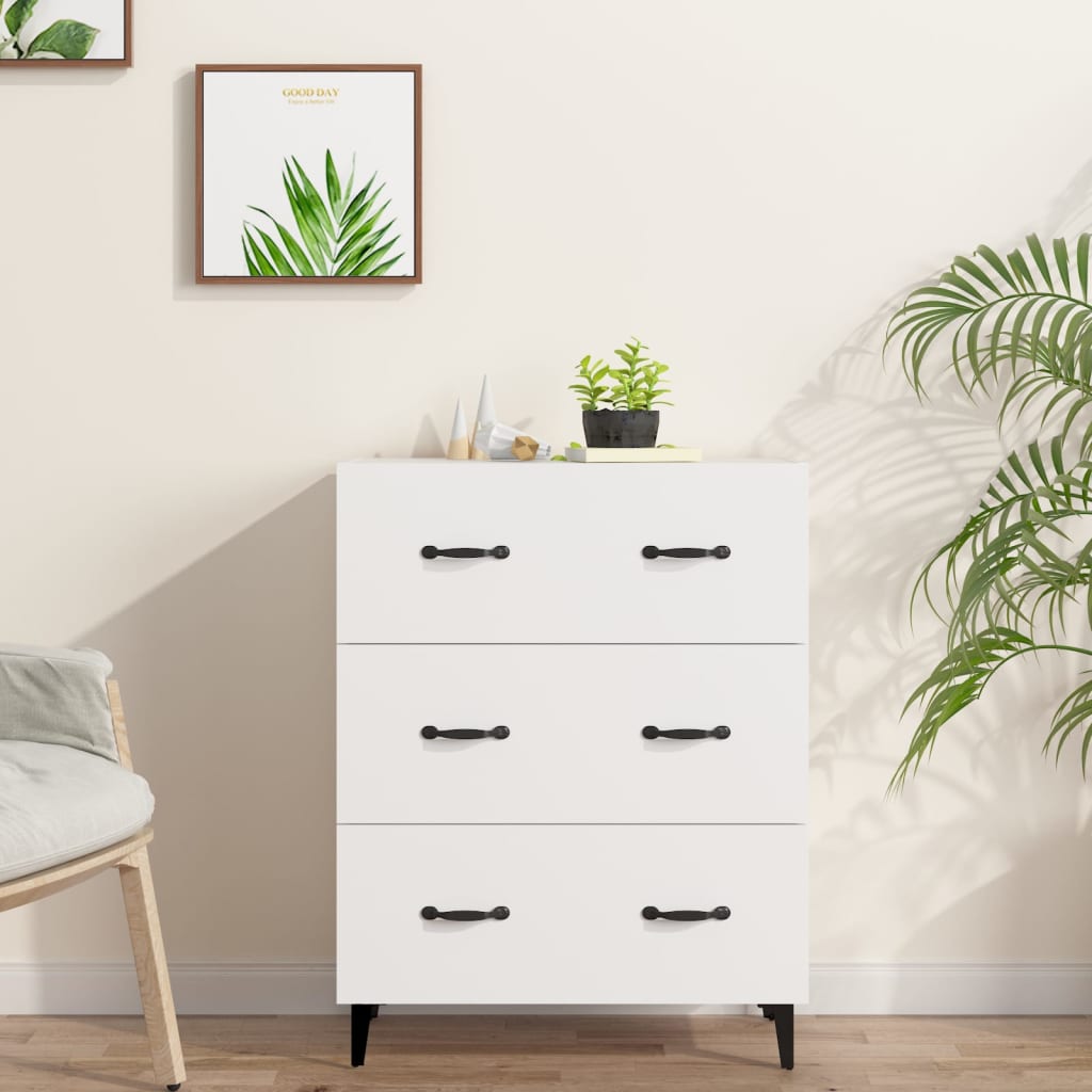 skænk 69,5x34x90 cm konstrueret træ hvid