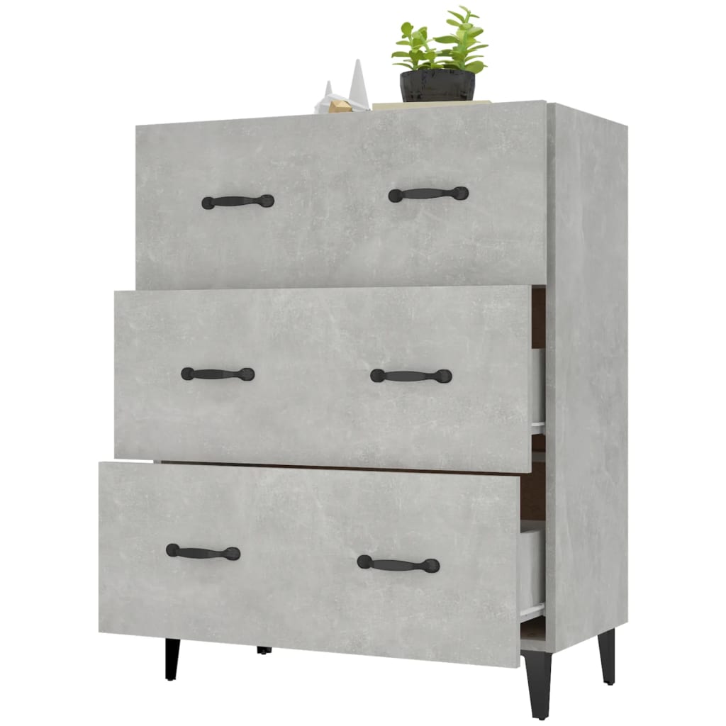 skænk 69,5x34x90 cm konstrueret træ betongrå