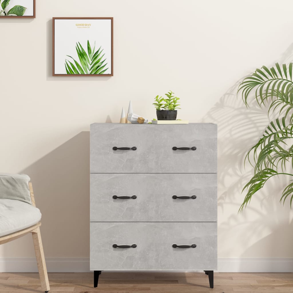skænk 69,5x34x90 cm konstrueret træ betongrå