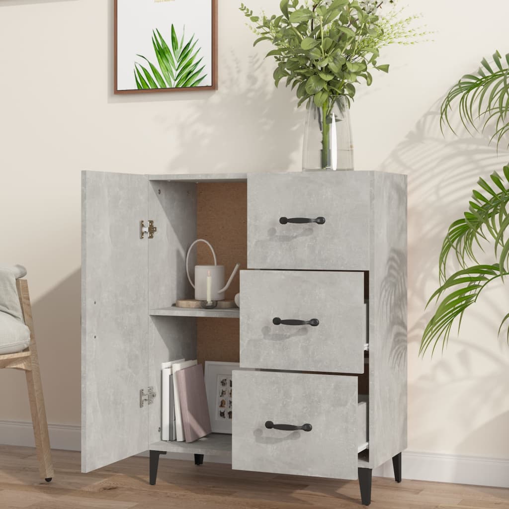 skænk 69,5x34x90 cm konstrueret træ betongrå