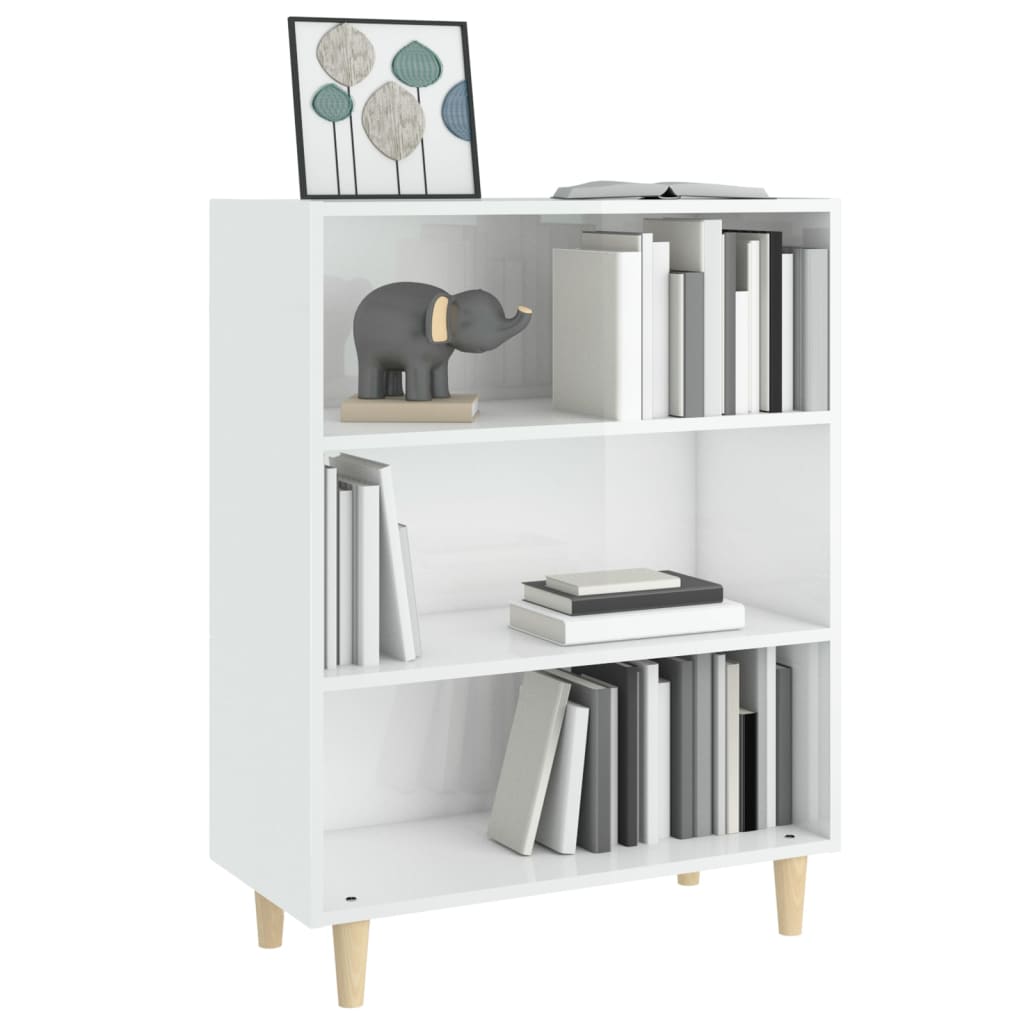 skænk 69,5x32,5x90 cm konstrueret træ hvid højglans