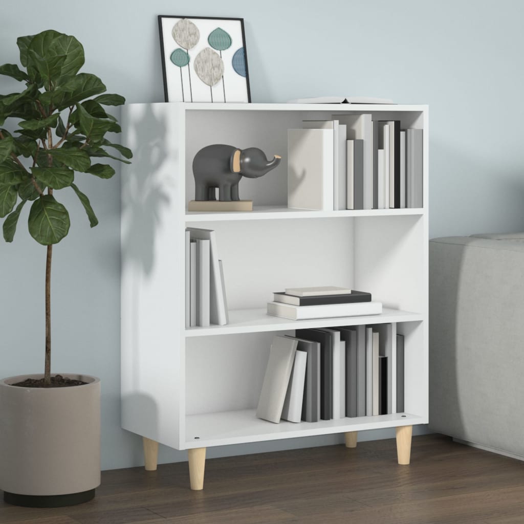 skænk 69,5x32,5x90 cm konstrueret træ hvid højglans