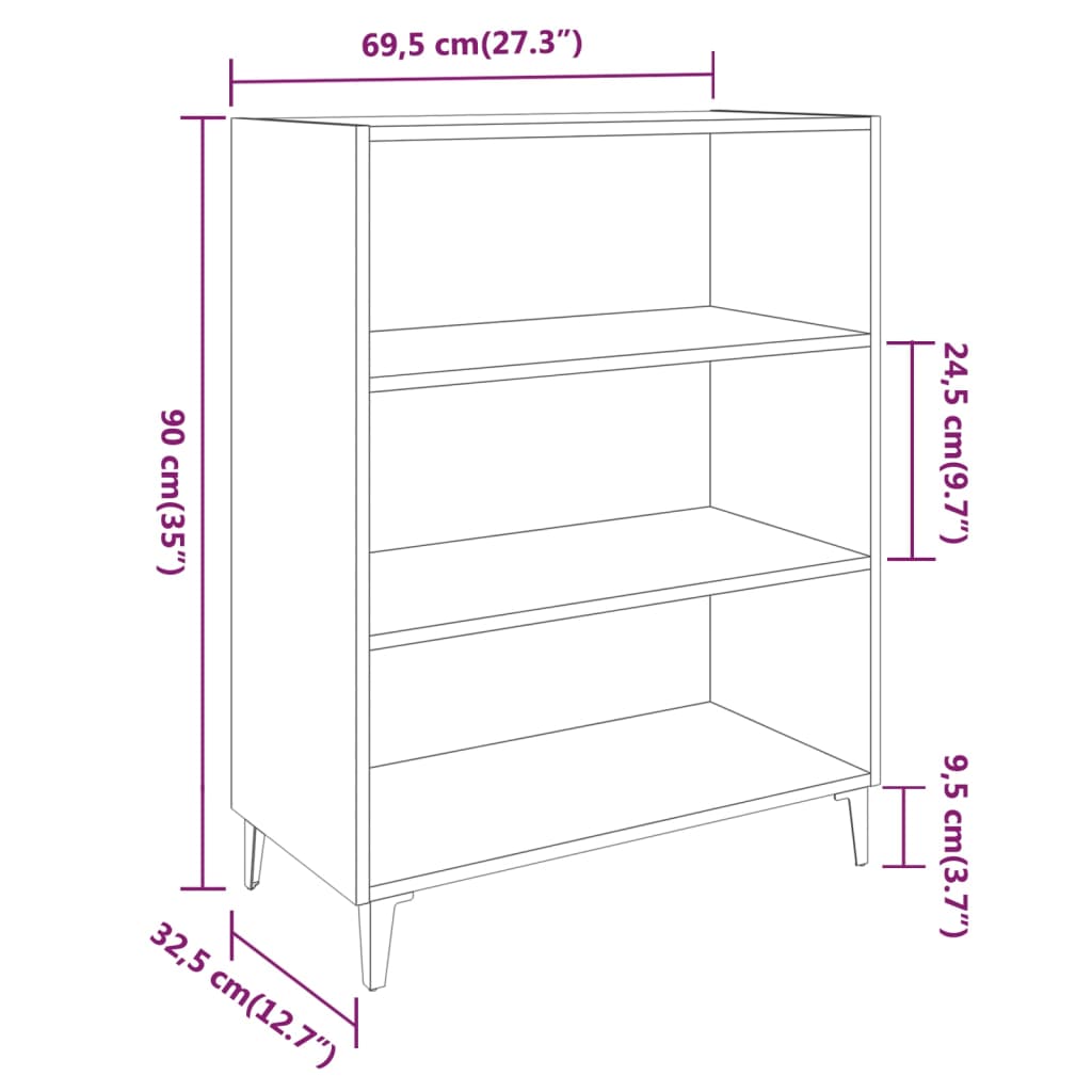 skænk 69,5x32,5x90 cm konstrueret træ sonoma-eg
