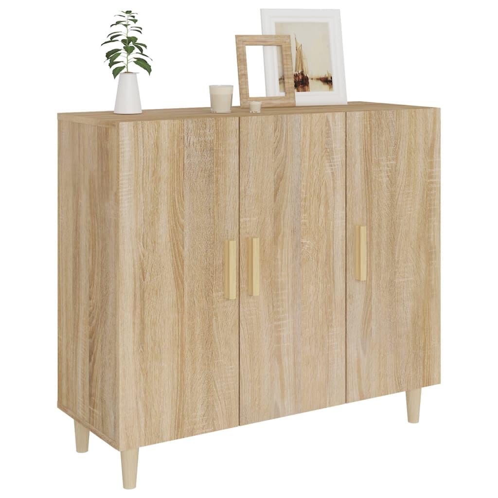 skab 90x34x80 cm konstrueret træ røget egetræsfarve