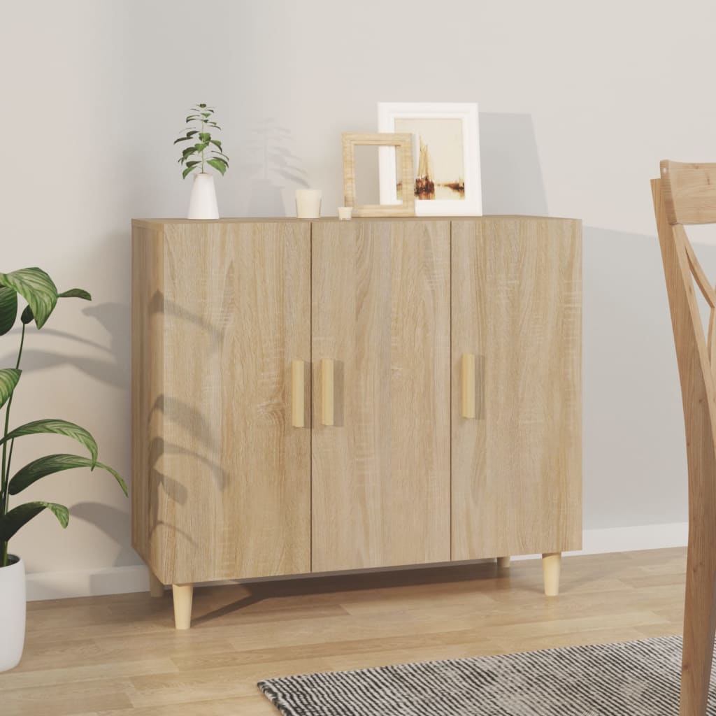 skab 90x34x80 cm konstrueret træ røget egetræsfarve