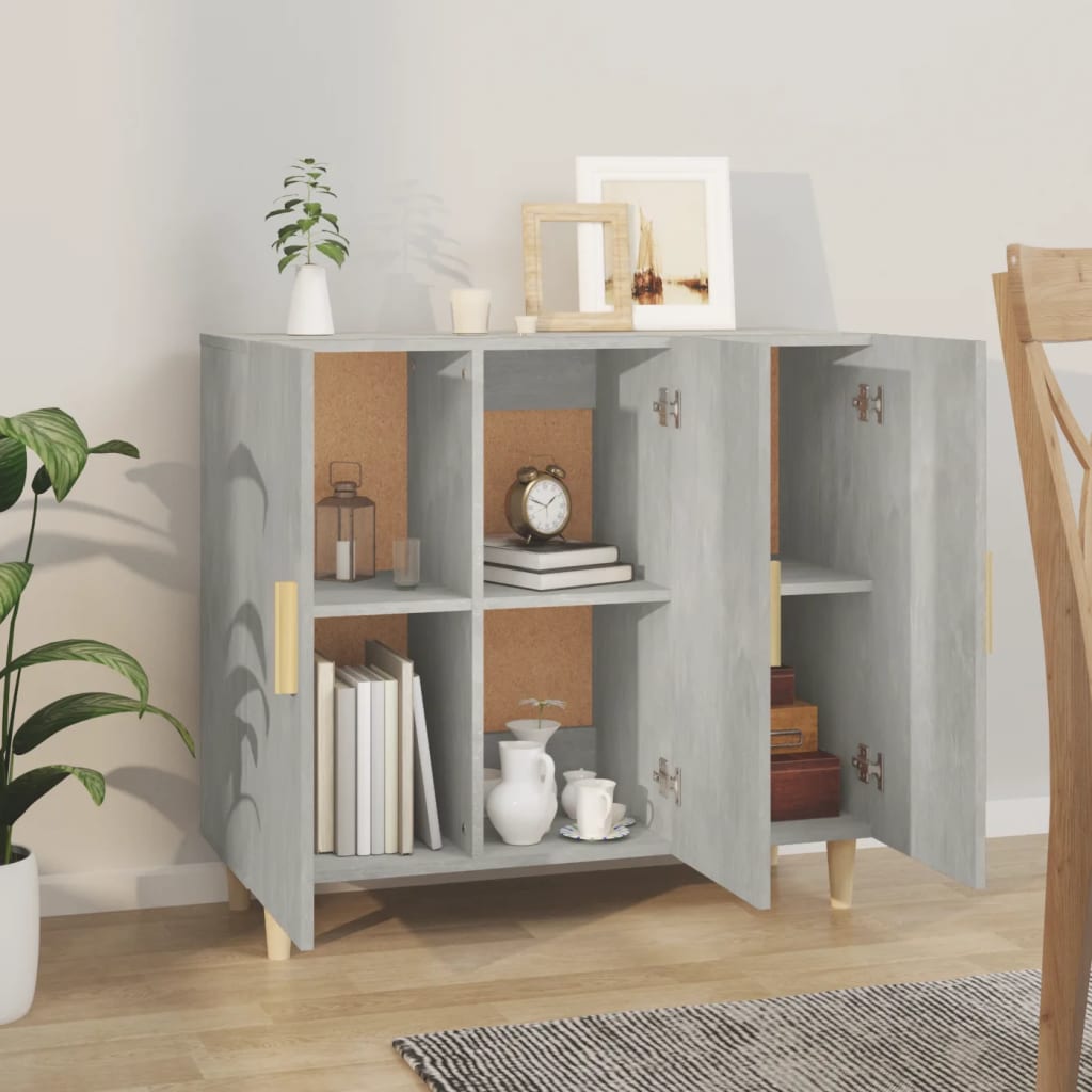 skab 90x34x80 cm konstrueret træ betongrå