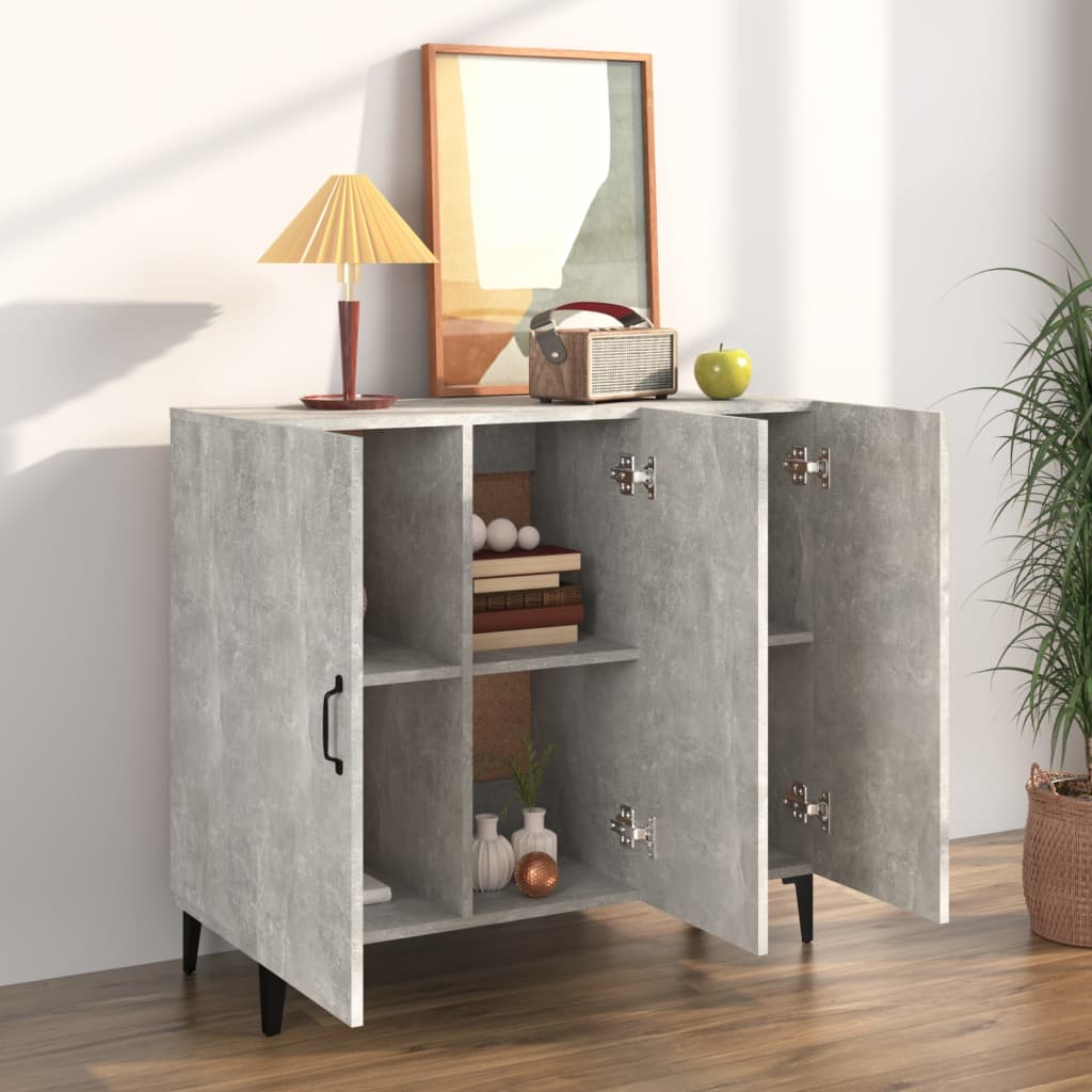 skab 90x34x80 cm konstrueret træ betongrå
