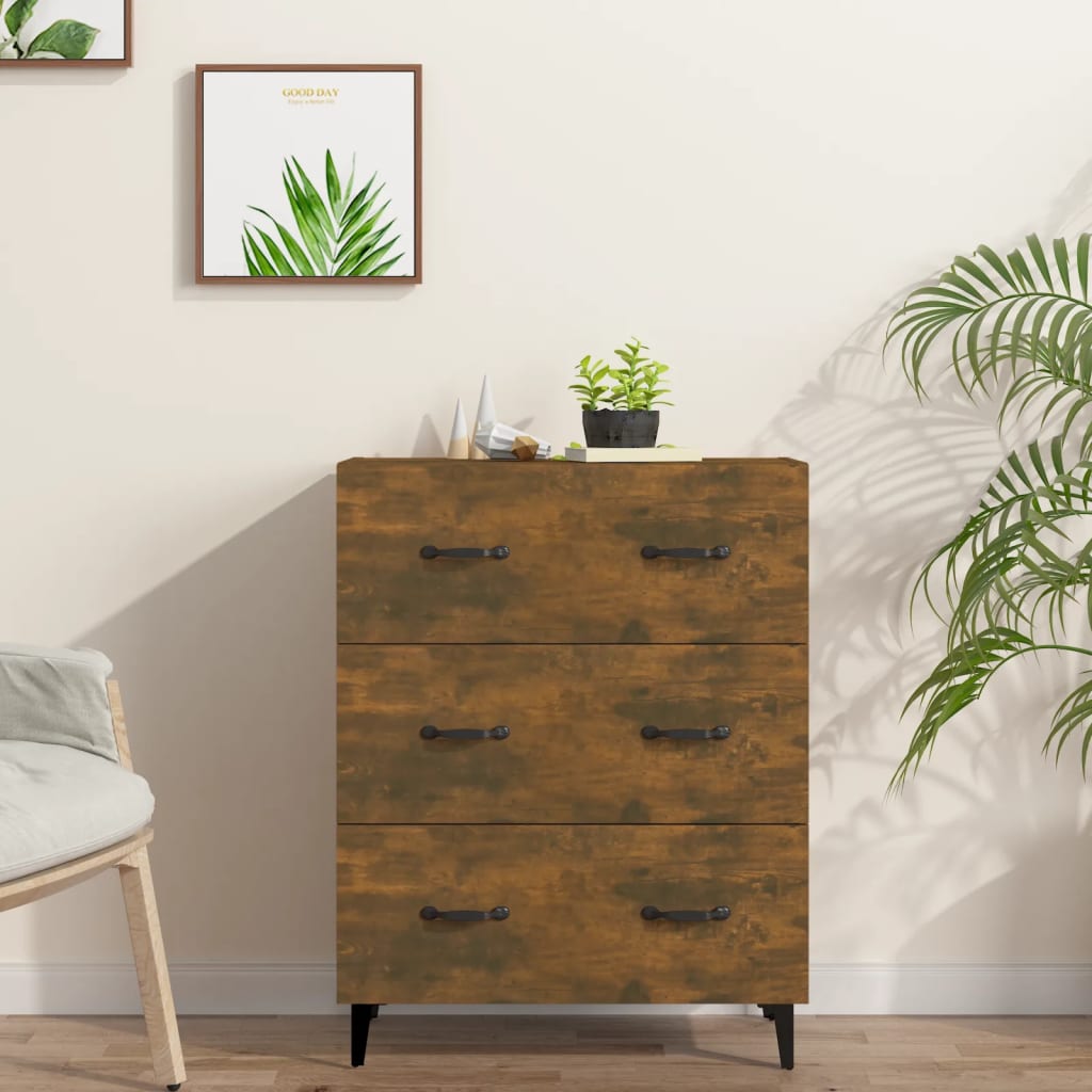 skænk 69,5x34x90 cm konstrueret træ røget egetræsfarve