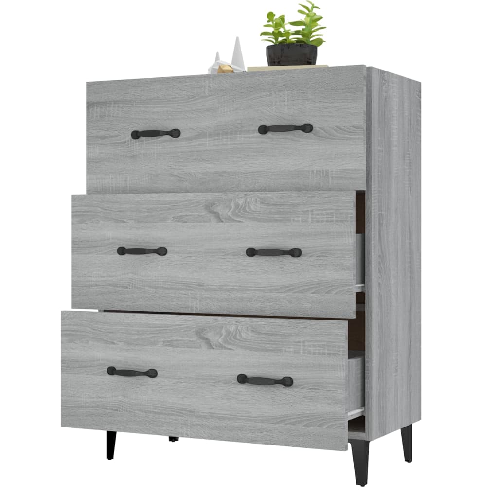 skænk 69,5x34x90 cm konstrueret træ grå sonoma-eg