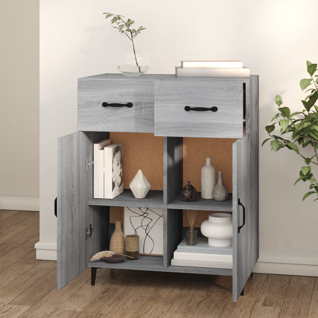 skænk 69,5x34x90 cm konstrueret træ grå sonoma-eg