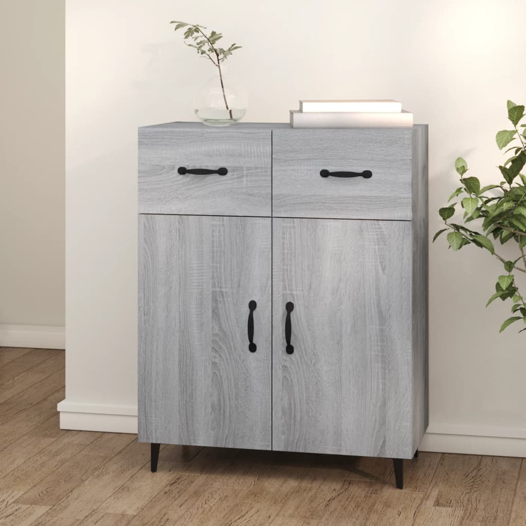 skænk 69,5x34x90 cm konstrueret træ grå sonoma-eg