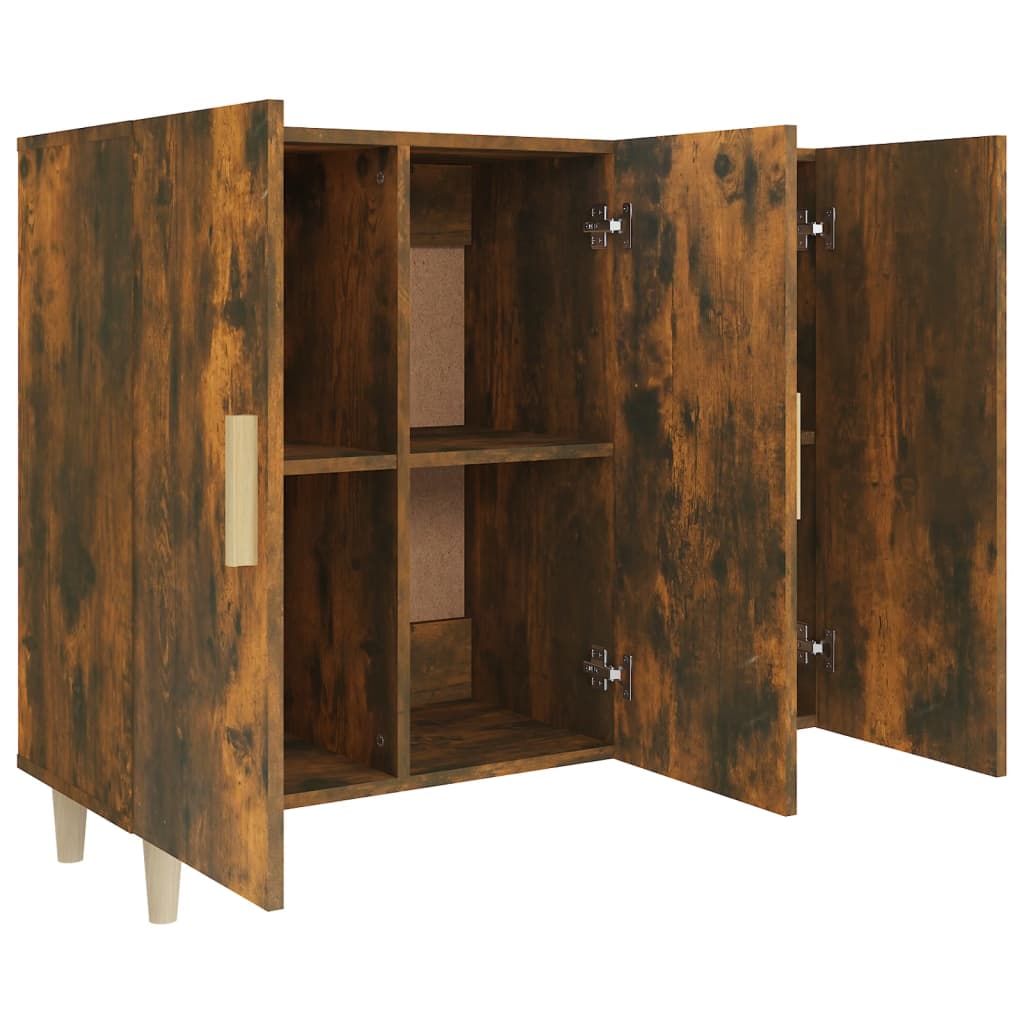 skab 90x34x80 cm konstrueret træ røget egetræsfarve