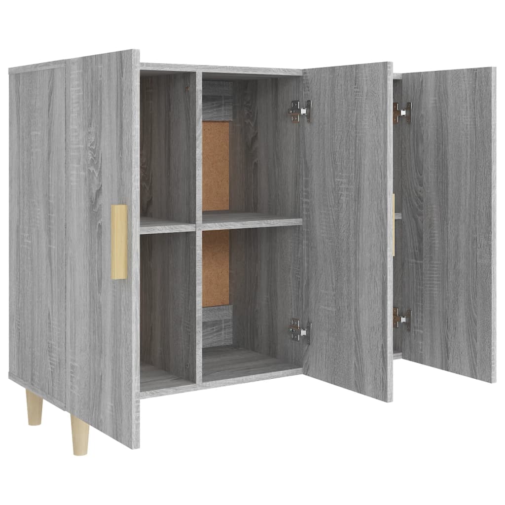skab 90x34x80 cm konstrueret træ grå sonoma-eg