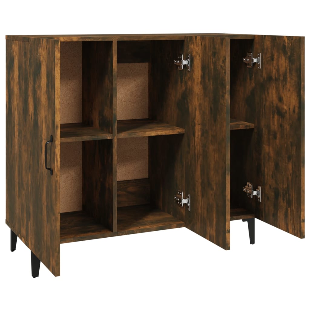 skab 90x34x80 cm konstrueret træ røget egetræsfarve