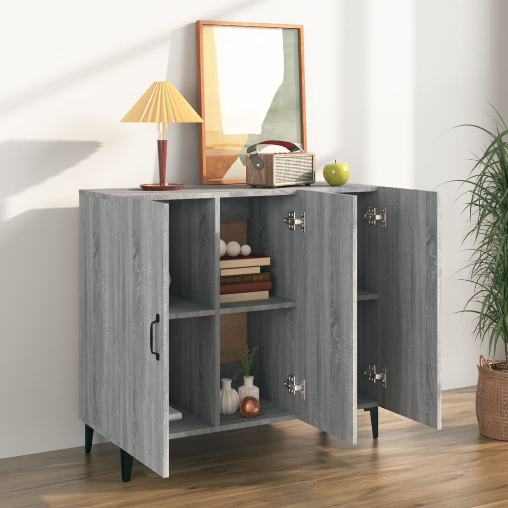 skab 90x34x80 cm konstrueret træ grå sonoma-eg