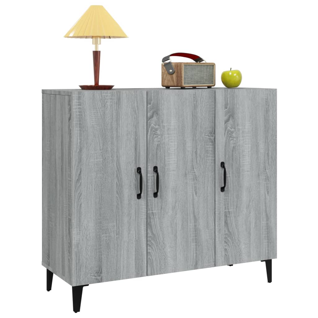 skab 90x34x80 cm konstrueret træ grå sonoma-eg