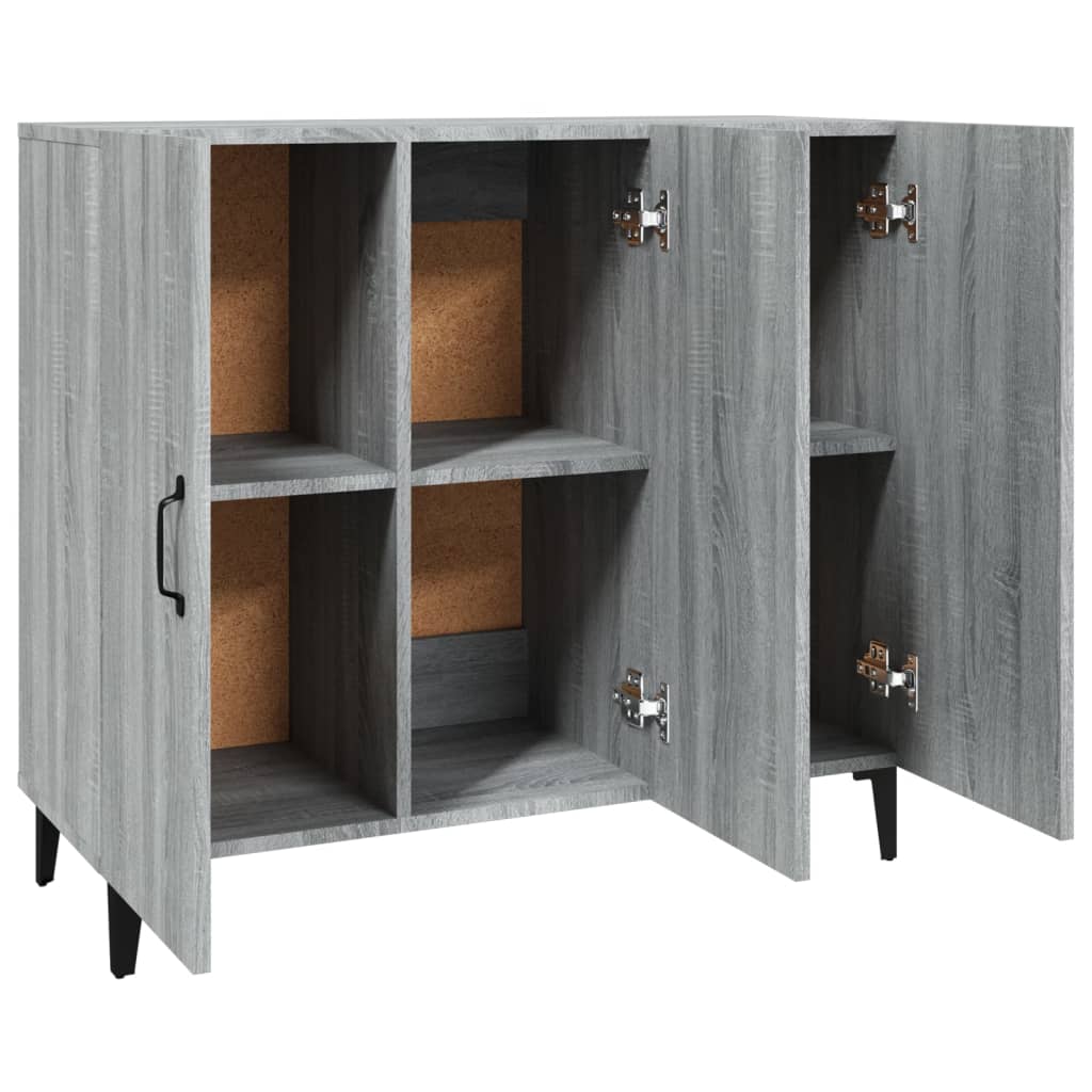 skab 90x34x80 cm konstrueret træ grå sonoma-eg