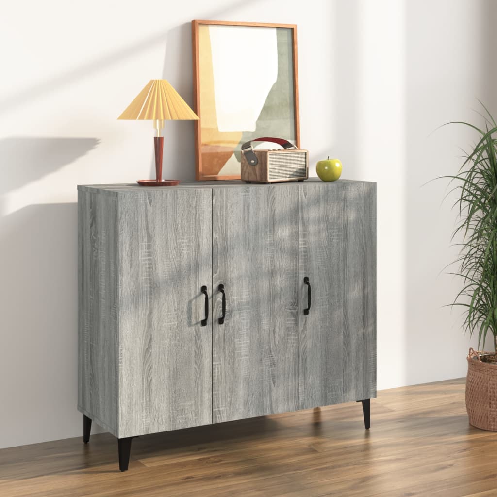 skab 90x34x80 cm konstrueret træ grå sonoma-eg