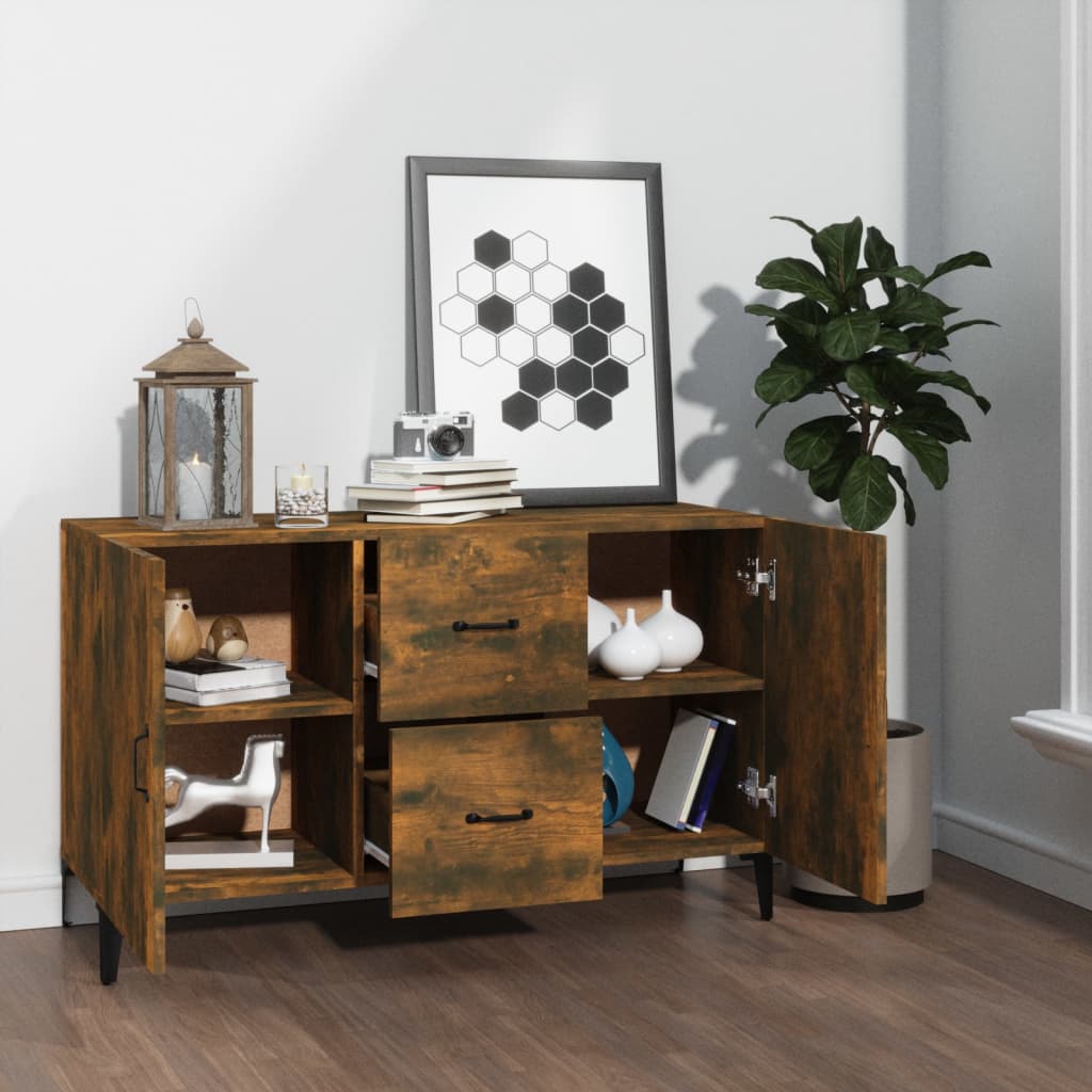 skænk 100x36x60 cm konstrueret træ røget egetræsfarve