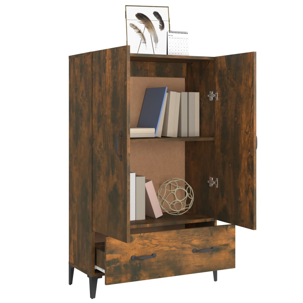 skab 70x31x115 cm konstrueret træ røget egetræsfarve