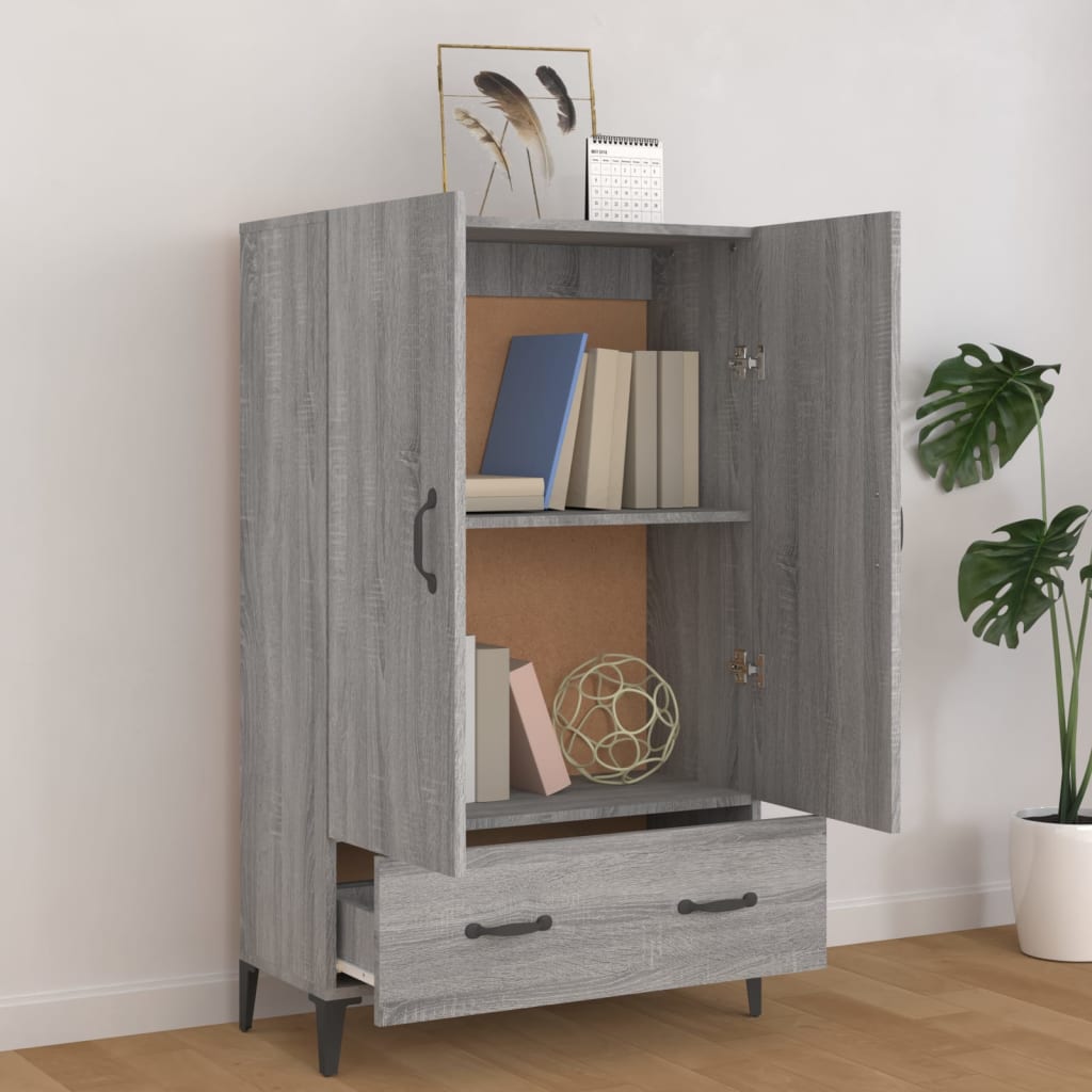 skab 70x31x115 cm konstrueret træ grå sonoma-eg