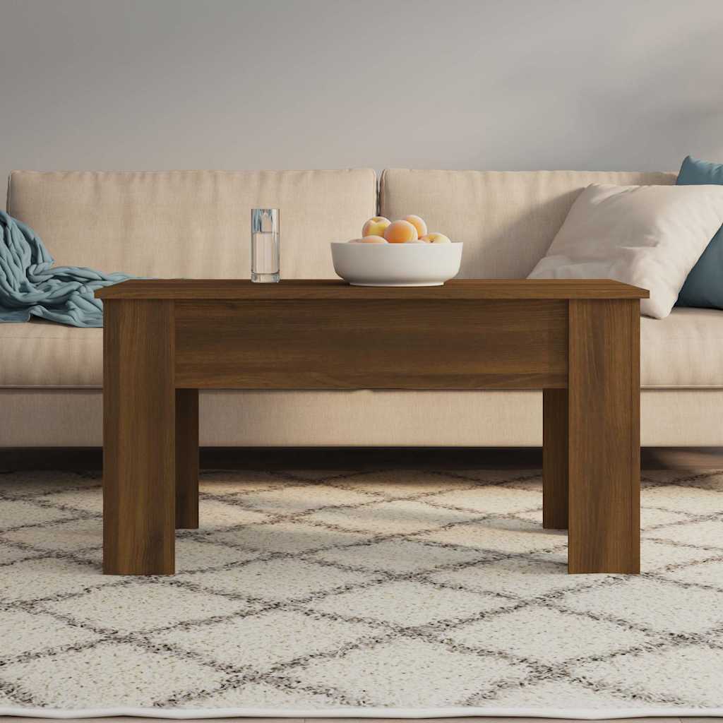 sofabord 101x49x52 cm konstrueret træ brun egetræsfarve