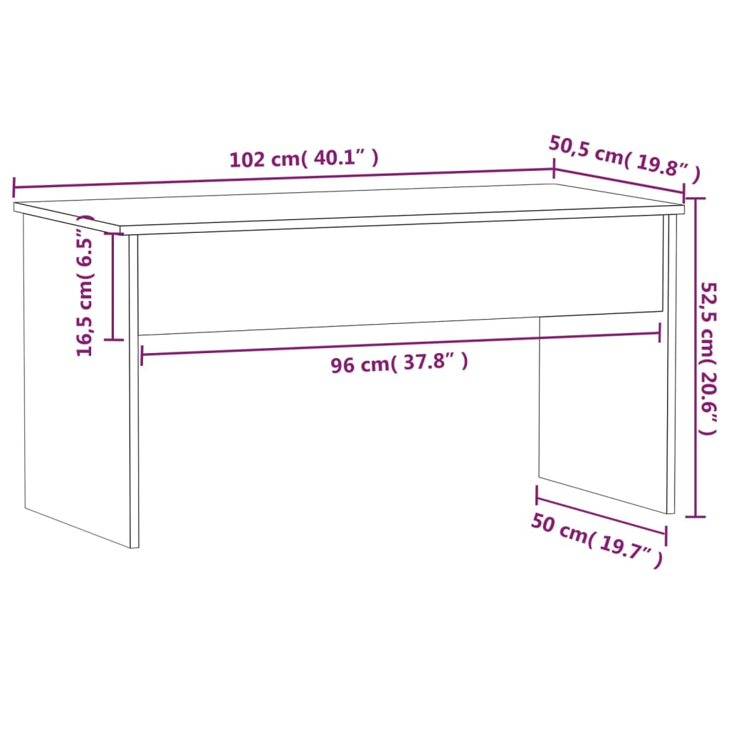 sofabord 102x50,5x52,5 cm konstrueret træ røget egetræsfarve