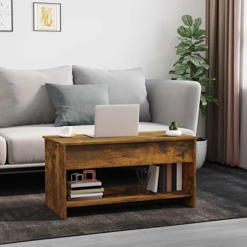 sofabord 102x50x52,5 cm konstrueret træ røget egetræsfarve