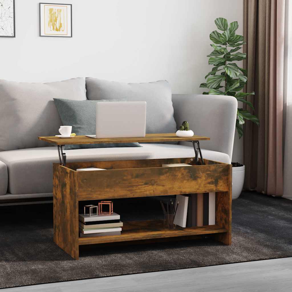 sofabord 102x50x52,5 cm konstrueret træ røget egetræsfarve